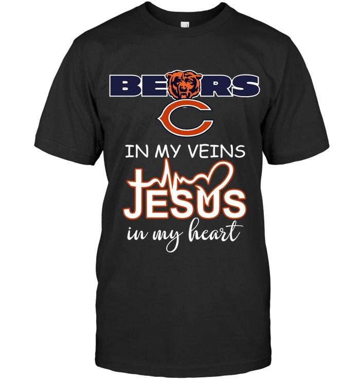 Nfl Chicago Bears In My Veins Jesus In My Heart Shirt Plus Size Up To 5xl