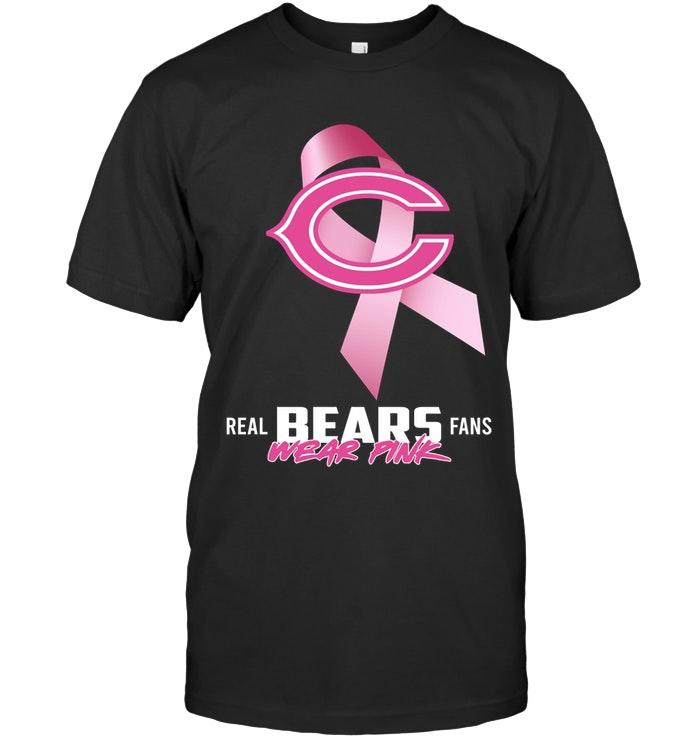 Nfl Chicago Bears Real Fans Wear Pink Br East Cancer Support Shirt Hoodie Plus Size Up To 5xl