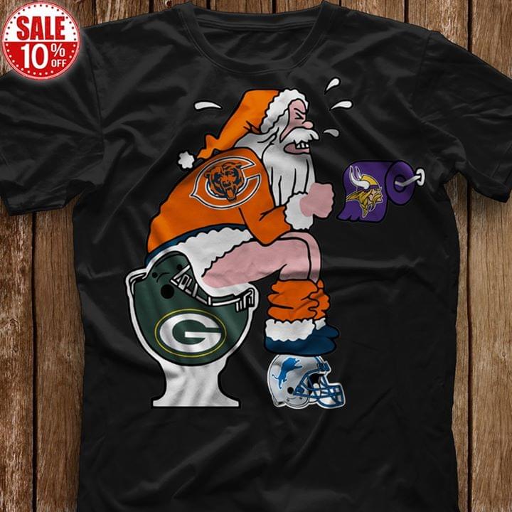 Nfl Chicago Bears Santa Sit On Green Bay Packers Toilet Step On Detroit Lions Helmet T Shirt Hoodie Sweater Mug Tshirt Size Up To 5xl