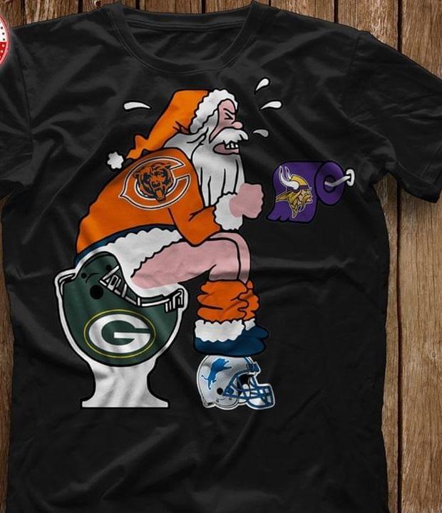 Nfl Chicago Bears Santa Toilet Christmas T Shirt Sweater Plus Size Up To 5xl