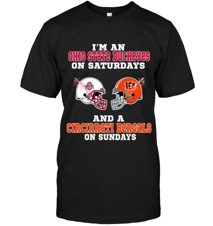 NFL Cincinnati Bengals Im Ohio State Buckeyes On Saturdays And Cincinnati Bengals On Sundays Shirt 2 Shirt Gift For Fan