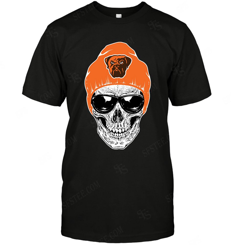 Nfl Cleveland Browns Skull Rock With Beanie Long Sleeve Plus Size Up To 5xl