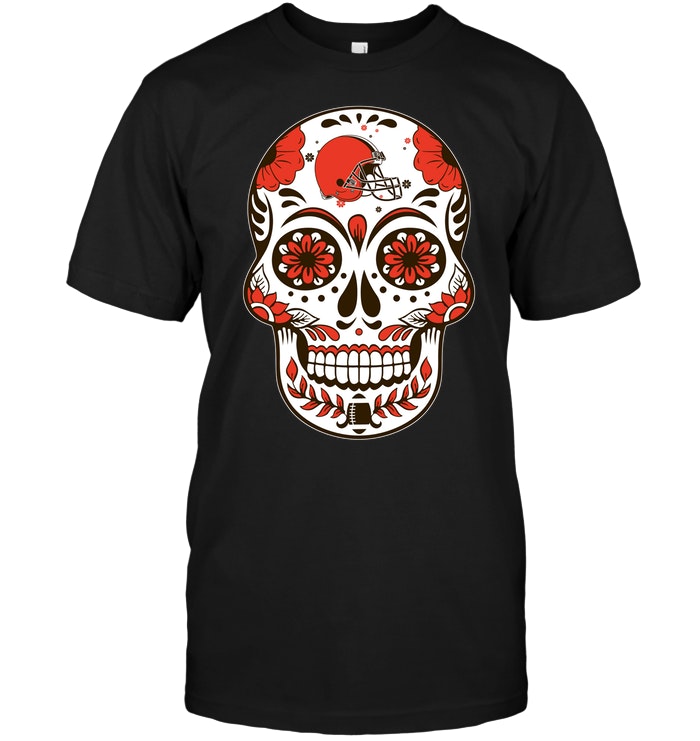 Nfl Cleveland Browns Sugar Skull Long Sleeve Plus Size Up To 5xl