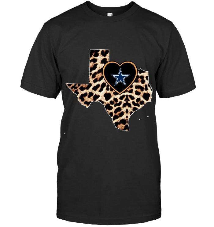 Nfl Dallas Cowboys Leopard State Map Love Shirt Tshirt Size Up To 5xl