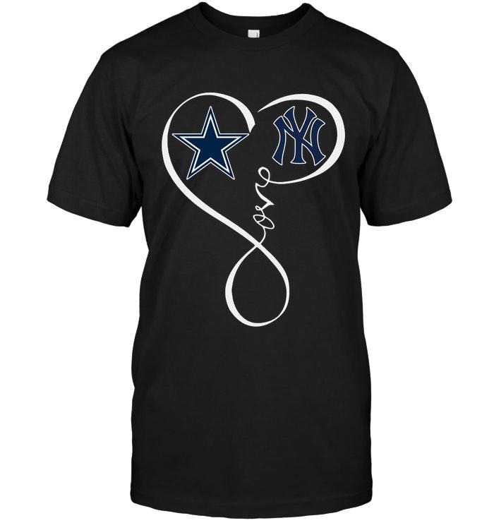 Nfl Dallas Cowboys New York Yankees Love Heart Shirt Long Sleeve Size Up To 5xl