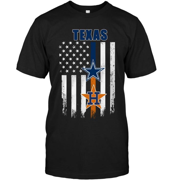 Nfl Dallas Cowboys Texas Dallas Cowboys Houston Astros American Flag Shirt White Long Sleeve Size Up To 5xl