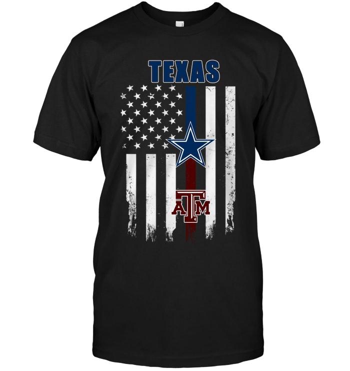 NFL Dallas Cowboys Texas Dallas Cowboys Texas A M Aggies American Flag Shirt White Long Sleeve Shirt Tshirt For Fan