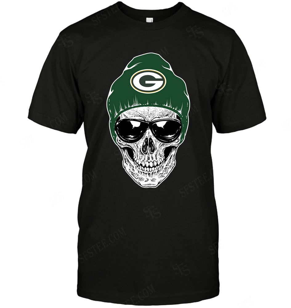 Nfl Green Bay Packers Skull Rock With Beanie Tank Top Plus Size Up To 5xl