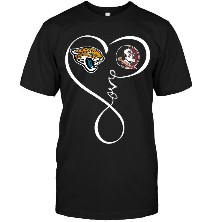 Nfl Jacksonville Jaguars Florida State Seminoles Love Heart Shirt Hoodie Size Up To 5xl