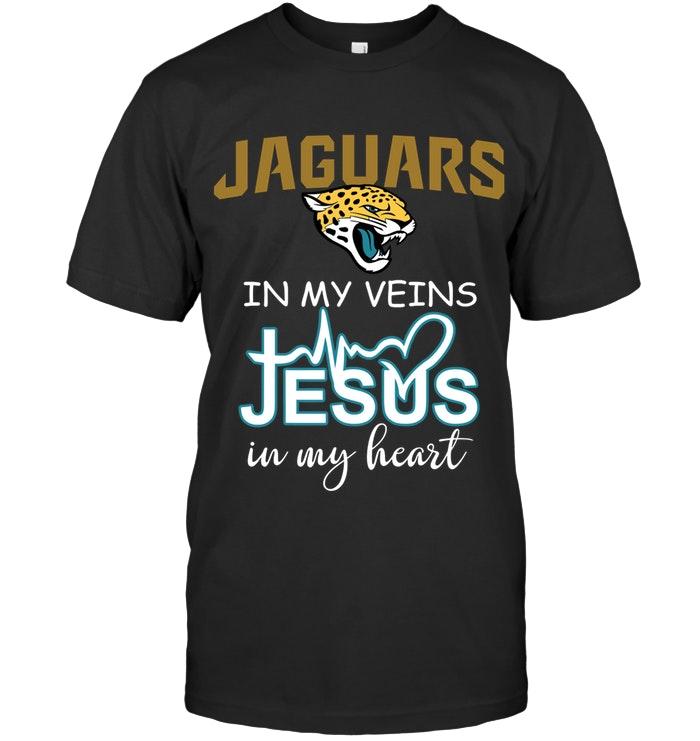 Nfl Jacksonville Jaguars In My Veins Jesus In My Heart Shirt Tank Top Plus Size Up To 5xl