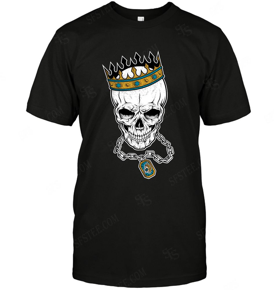 Nfl Jacksonville Jaguars Skull Rock With Crown Long Sleeve Size Up To 5xl