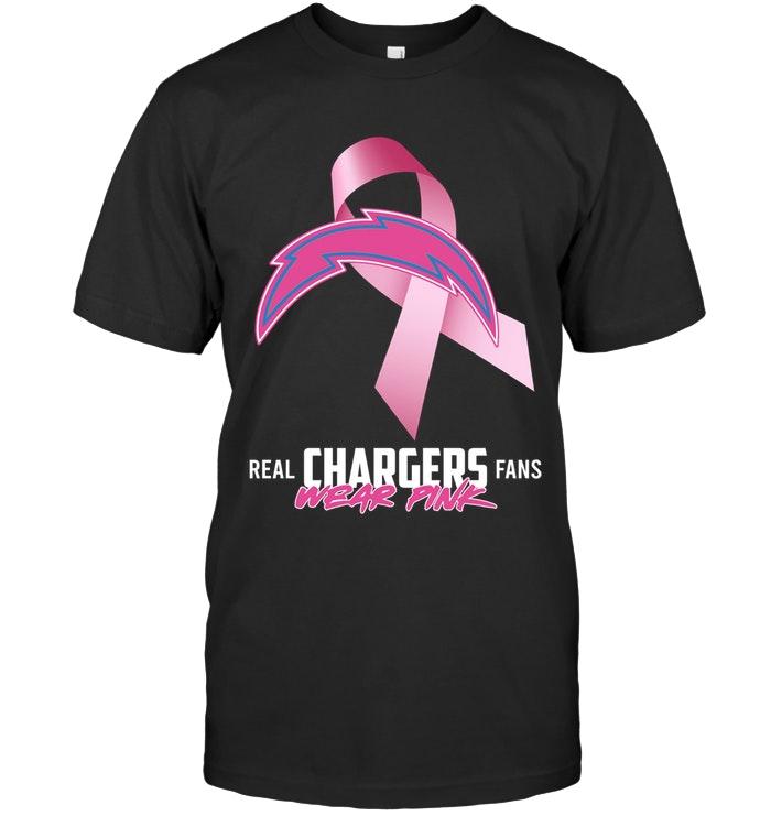 Nfl Los Angeles Chargers Real Fans Wear Pink Br East Cancer Support Shirt Long Sleeve Size Up To 5xl