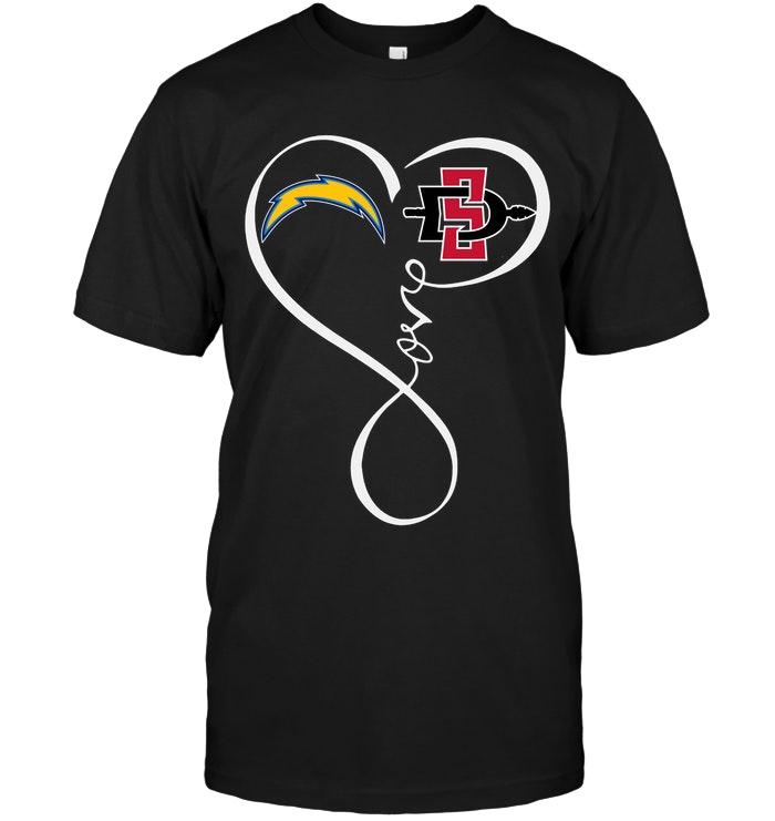 NFL Los Angeles Chargers San Diego State Aztecs Love Heart Shirt Tank Top Shirt Gift For Fan