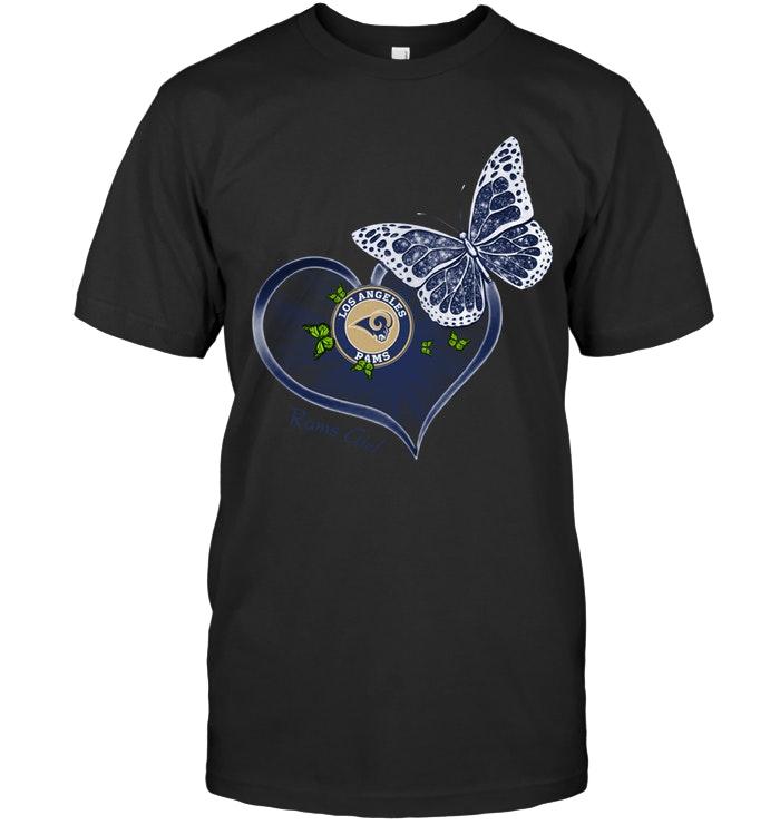 NFL Los Angeles Rams Girl Butterfly Heart Fan Shirt Size Up To 5xl