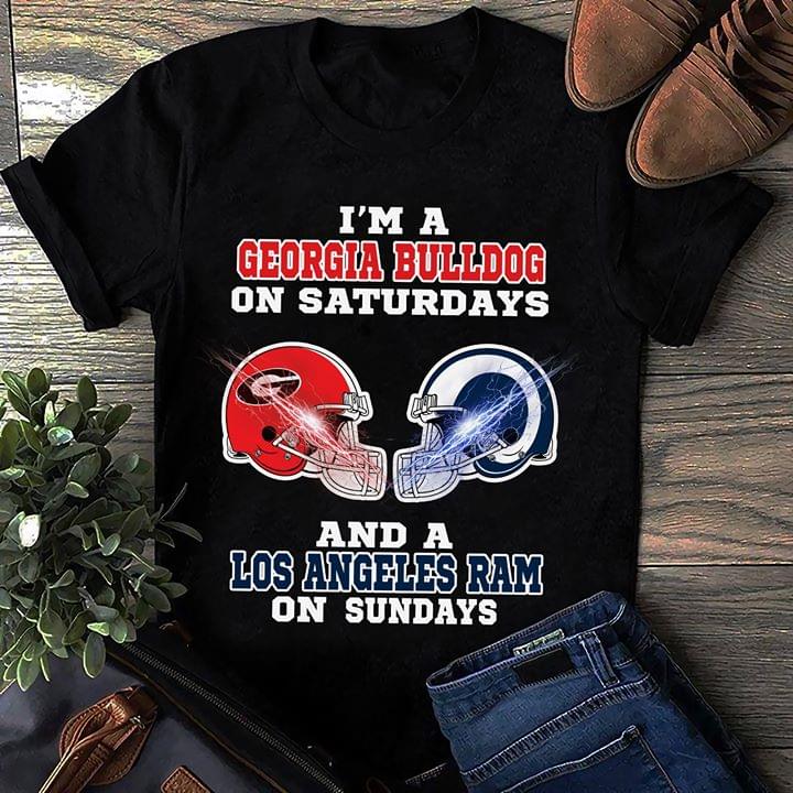 NFL Los Angeles Rams Im A Georgia Bulldogs On Saturdays And Los Angeles Rams On Sundays Shirt Gift For Fan