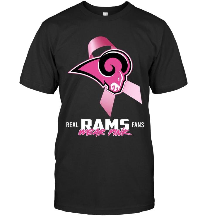 NFL Los Angeles Rams Real Fans Wear Pink Br East Cancer Support Shirt Tank Top Shirt Size Up To 5xl