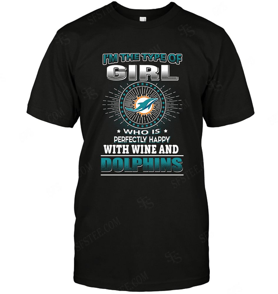 NFL Miami Dolphins Girl Loves Wine Hoodie Shirt Size S-5xl