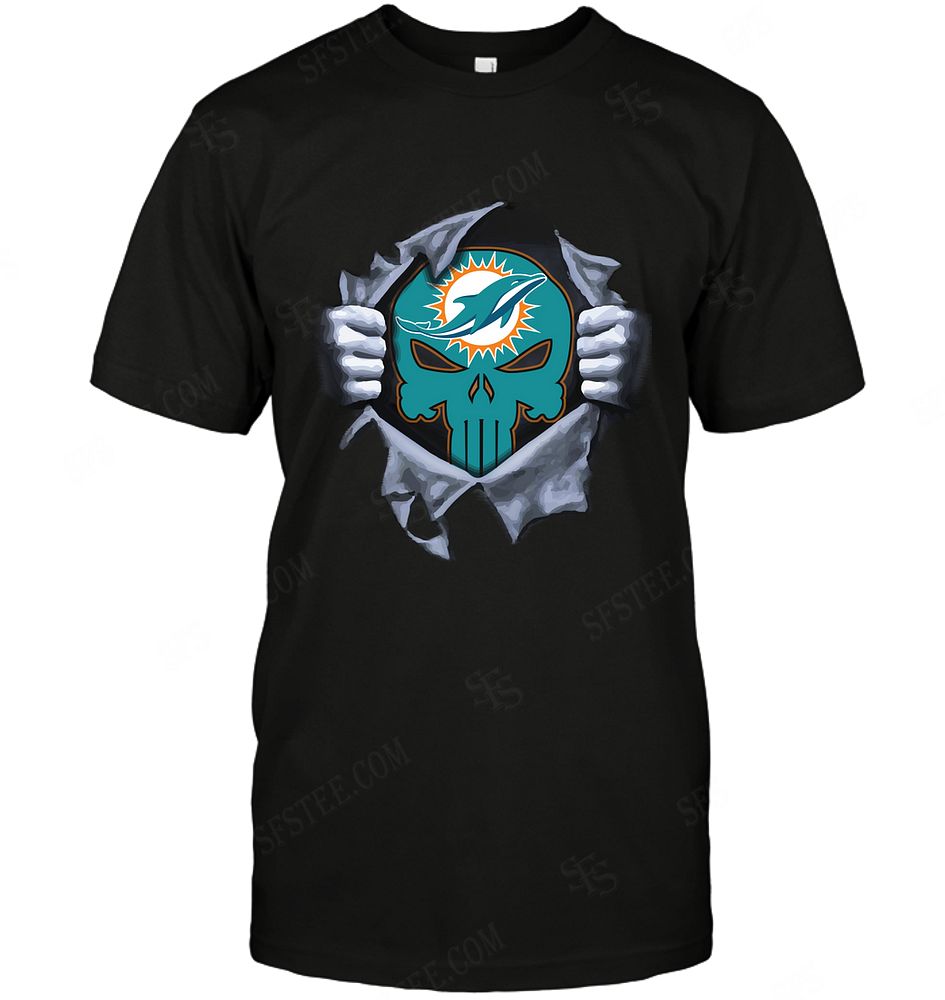 NFL Miami Dolphins Punisher Logo Dc Marvel Jersey Superhero Avenger Shirt Tshirt For Fan