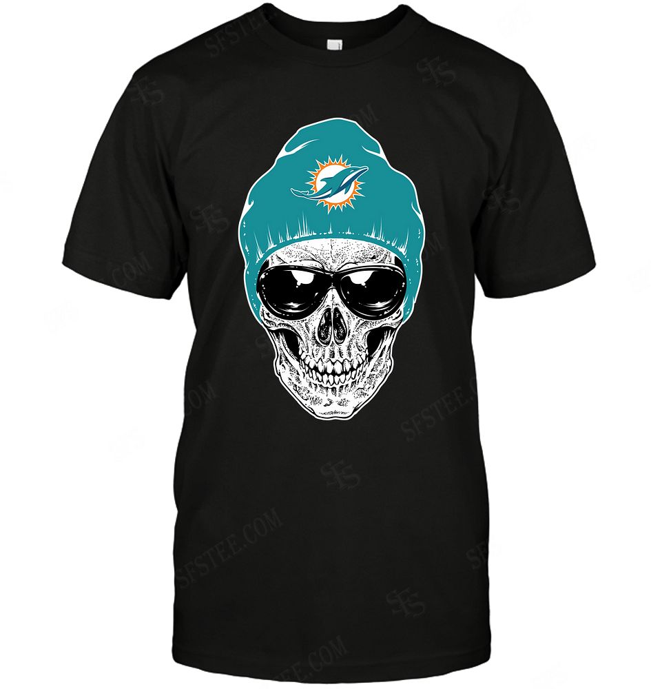 NFL Miami Dolphins Skull Rock With Beanie Shirt Size Up To 5xl