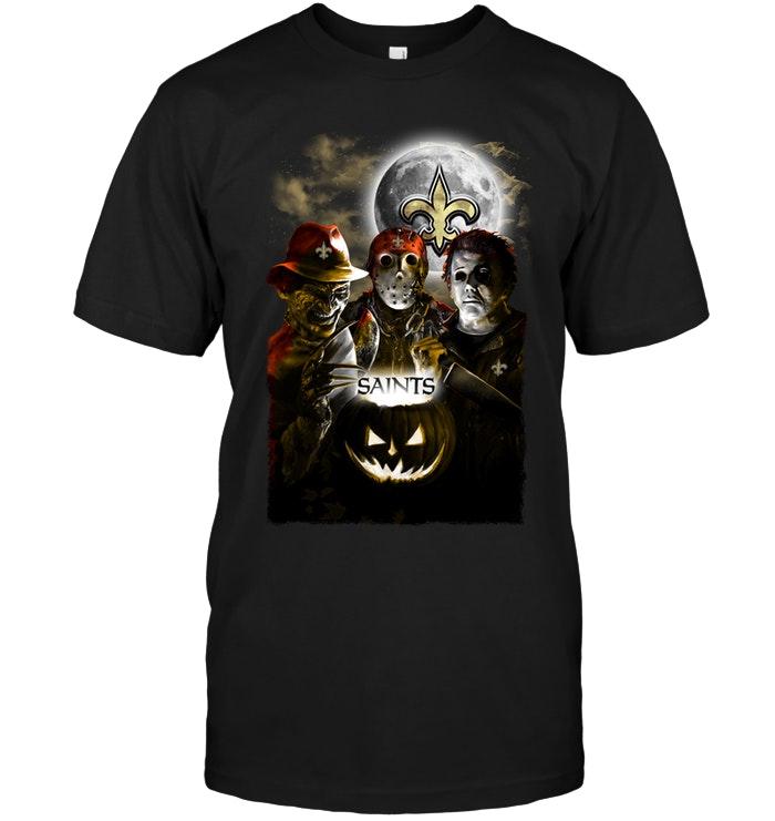 Nfl New Orleans Saints Halloween Freddy Krueger Jason Michael Myers Fan Shirt Long Sleeve Plus Size Up To 5xl