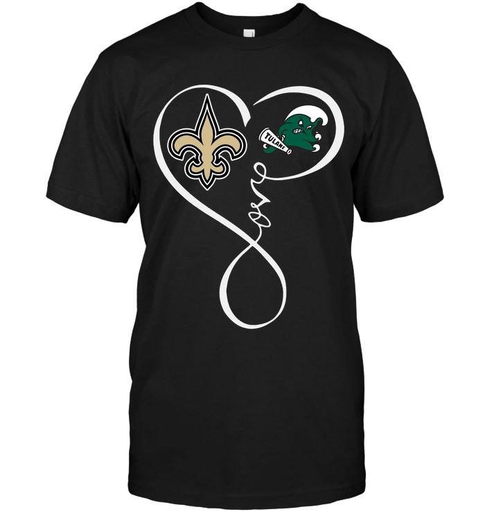 NFL New Orleans Saints Tulane Green Wave Love Heart Shirt White Long Sleeve Shirt Size S-5xl