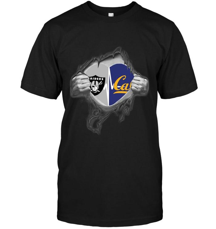 NFL Oakland Las Vergas Raiders California Golden Bears Love Heartbeat Ripped Shirt Long Sleeve Shirt Tshirt For Fan