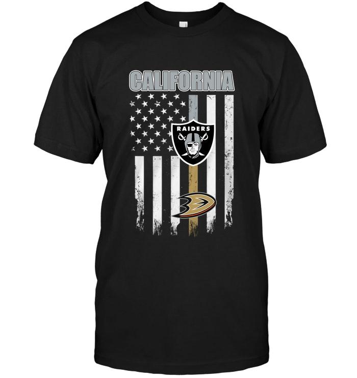 NFL Oakland Las Vergas Raiders California Oakland Las Vergas Raiders Anaheim Ducks American Flag Shirt Hoodie Shirt Size S-5xl