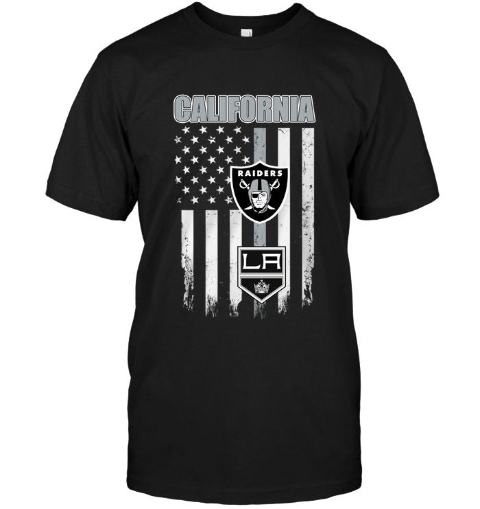 NFL Oakland Las Vergas Raiders California Oakland Las Vergas Raiders Los Angeles Kings American Flag Shirt Hoodie Shirt Gift For Fan