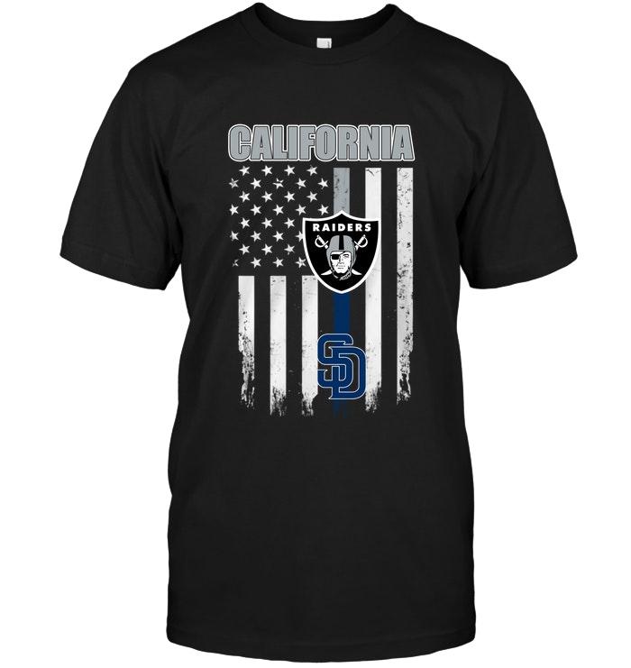 NFL Oakland Las Vergas Raiders California Oakland Las Vergas Raiders San Diego Padres American Flag Shirt Tank Top Shirt Gift For Fan