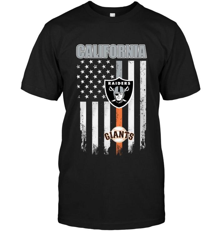 NFL Oakland Las Vergas Raiders California Oakland Las Vergas Raiders San Francisco Giants American Flag Shirt Tank Top Shirt Size Up To 5xl