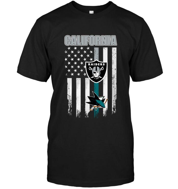NFL Oakland Las Vergas Raiders California Oakland Las Vergas Raiders San Jose Sharks American Flag Shirt Tank Top Shirt Gift For Fan