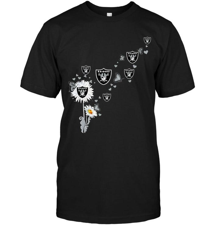 NFL Oakland Las Vergas Raiders Daisy Butterfly Fan Shirt Long Sleeve Shirt Size Up To 5xl