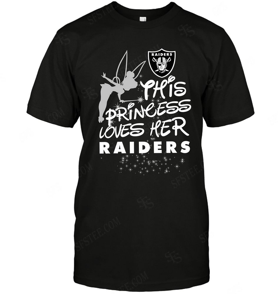 NFL Oakland Las Vergas Raiders Fairy Disney This Princess Loves Her Team Tank Top Shirt Size S-5xl