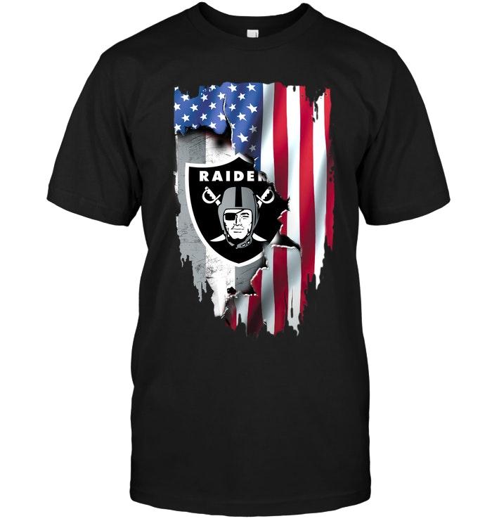 NFL Oakland Las Vergas Raiders Flag Ripped American Flag Shirt Sweater Shirt Gift For Fan