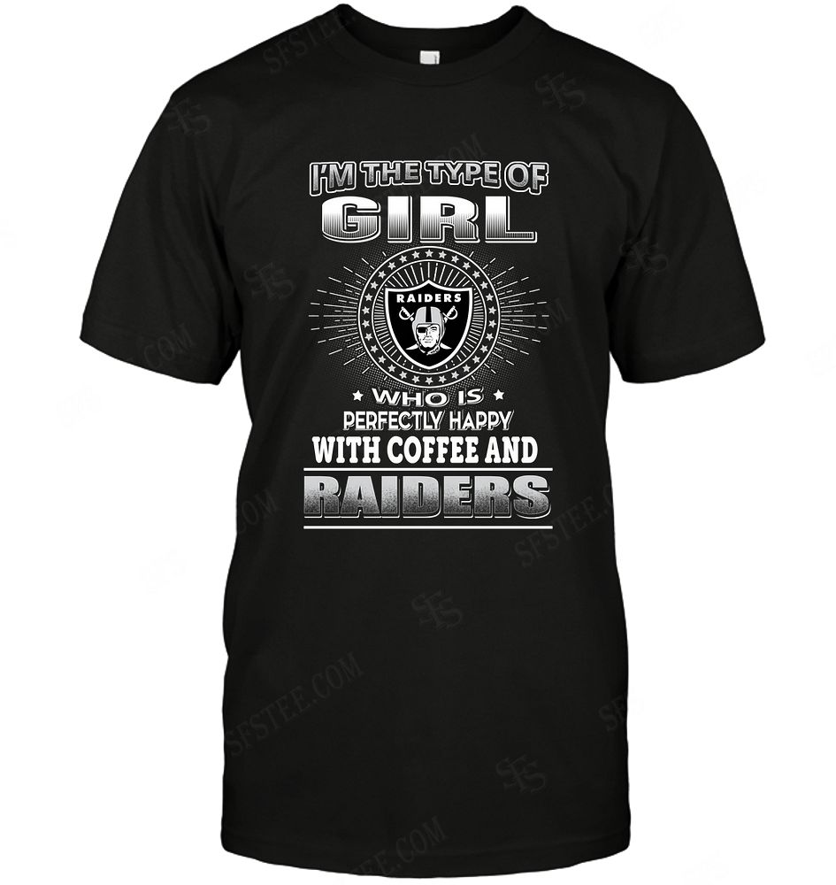NFL Oakland Las Vergas Raiders Girl Loves Coffee Shirt Gift For Fan
