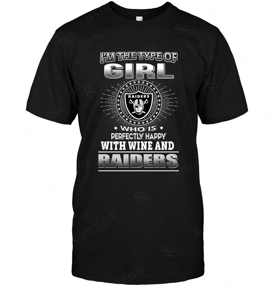 NFL Oakland Las Vergas Raiders Girl Loves Wine Shirt Size S-5xl