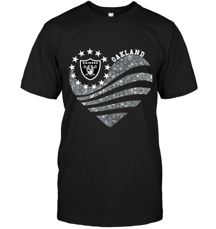 NFL Oakland Las Vergas Raiders Glitter Heart Shirt Tshirt For Fan