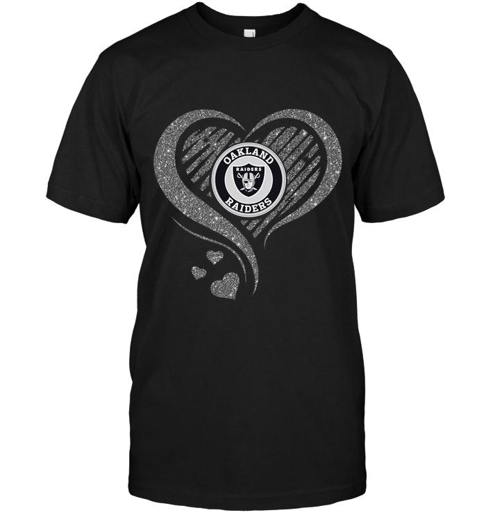NFL Oakland Las Vergas Raiders Heart Glittering Shirt Black Tank Top Shirt Size S-5xl