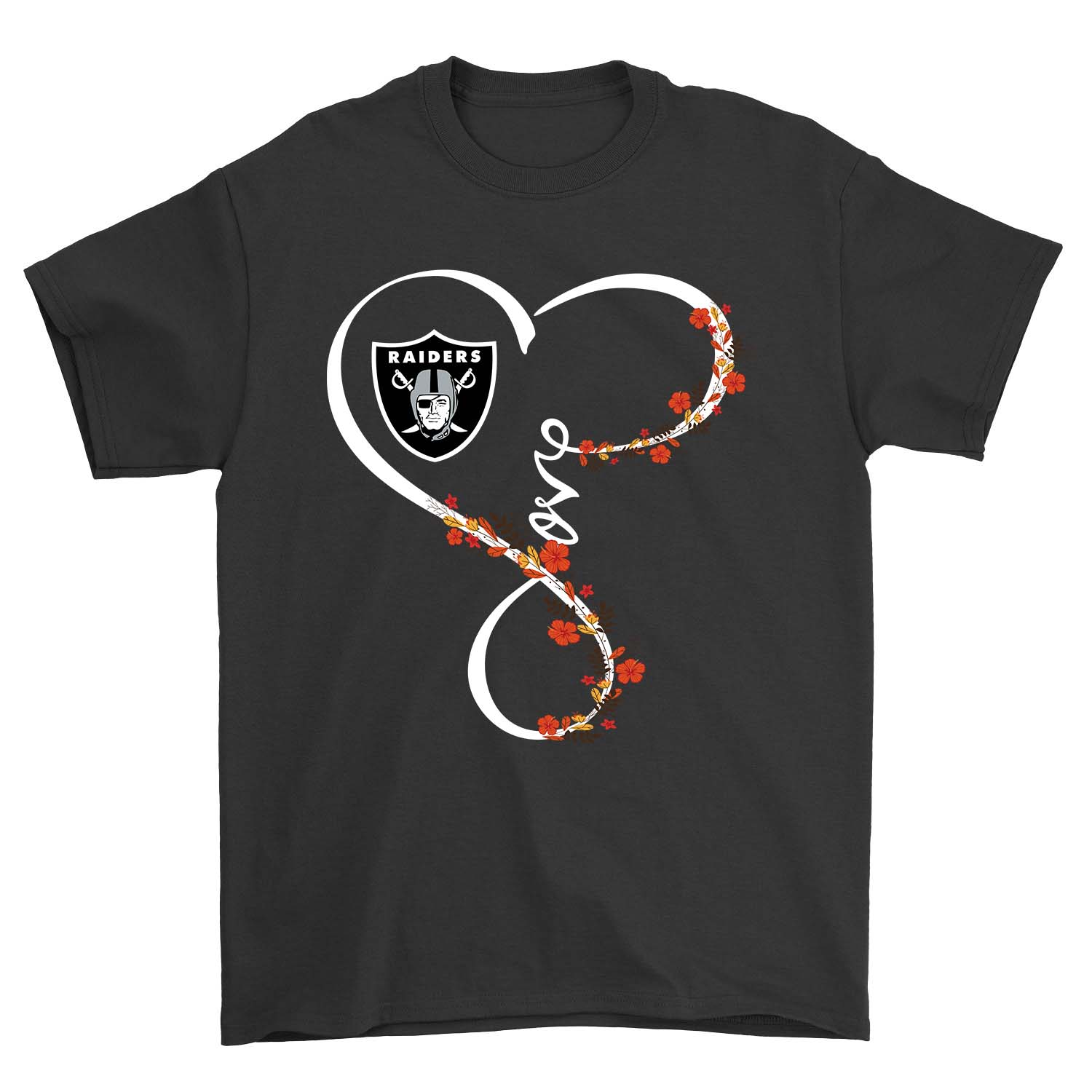 NFL Oakland Las Vergas Raiders Love Flower Oakland Las Vergas Raiders Long Sleeve Shirt Gift For Fan
