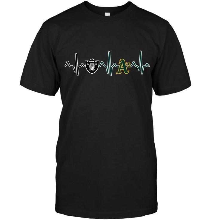 NFL Oakland Las Vergas Raiders Oakland Athletics Heartbeat Shirt Black Sweater Shirt Tshirt For Fan