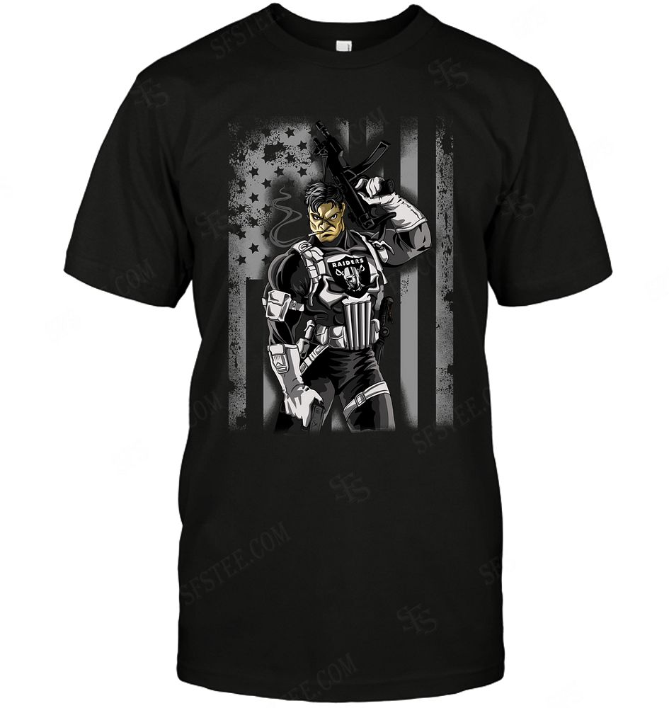 NFL Oakland Las Vergas Raiders Punisher Flag Dc Marvel Jersey Superhero Avenger Shirt Gift For Fan