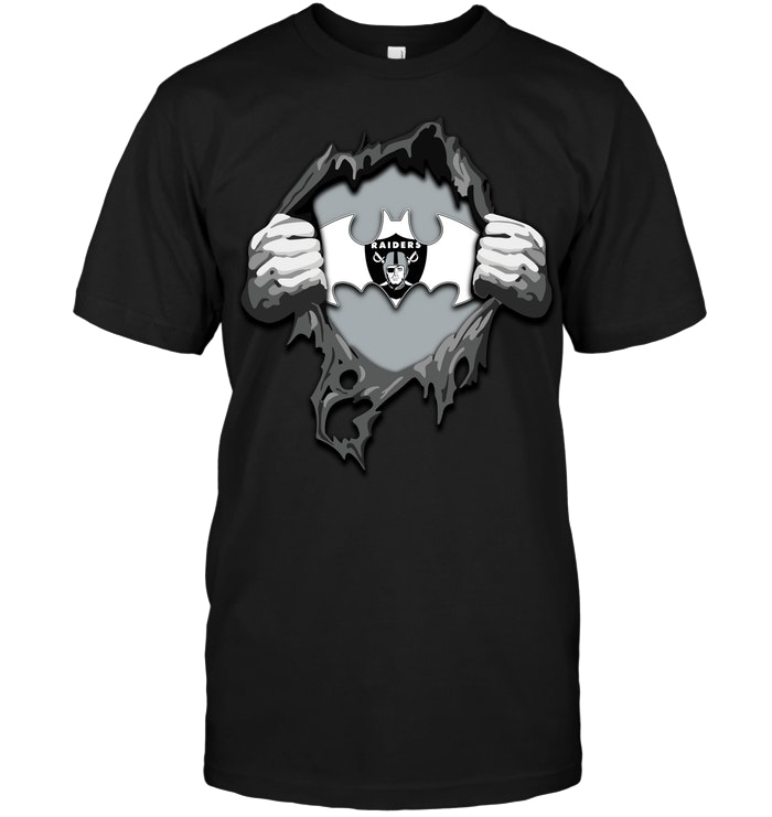 NFL Oakland Las Vergas Raiders Ripping Tearing Through Logo Batman Long Sleeve Shirt Gift For Fan