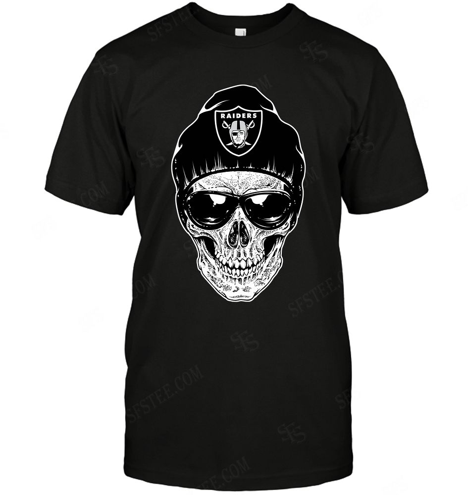 NFL Oakland Las Vergas Raiders Skull Rock With Beanie Hoodie Shirt Size S-5xl