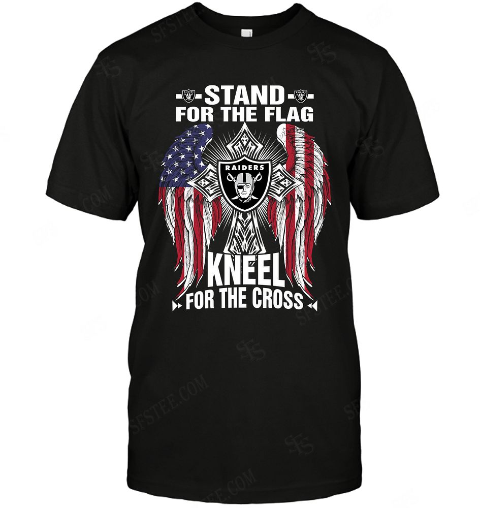 NFL Oakland Las Vergas Raiders Stand For The Flag Knee For The Cross Shirt Size S-5xl