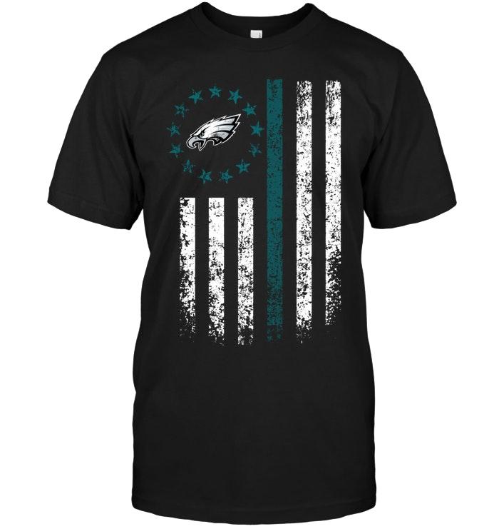 Nfl Philadelphia Eagles American Flag Star Shirt Black Long Sleeve Plus Size Up To 5xl