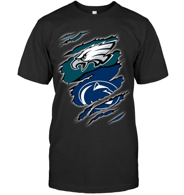 Nfl Philadelphia Eagles And Penn State Nittany Lions Layer Under Ripped Shirt Black Shirt Size Up To 5xl