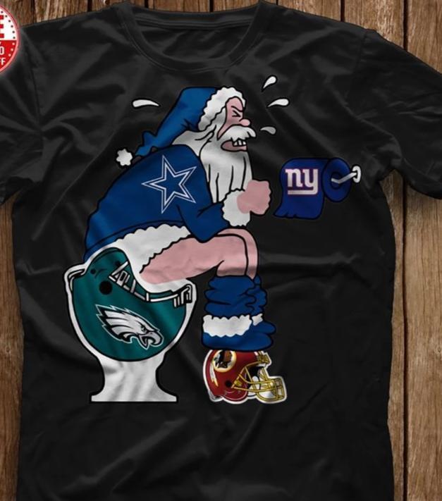 Nfl Philadelphia Eagles Dallas Cowboys Santa Sits On Philadelphia Eagles Toilet T Shirt Tank Top Size Up To 5xl
