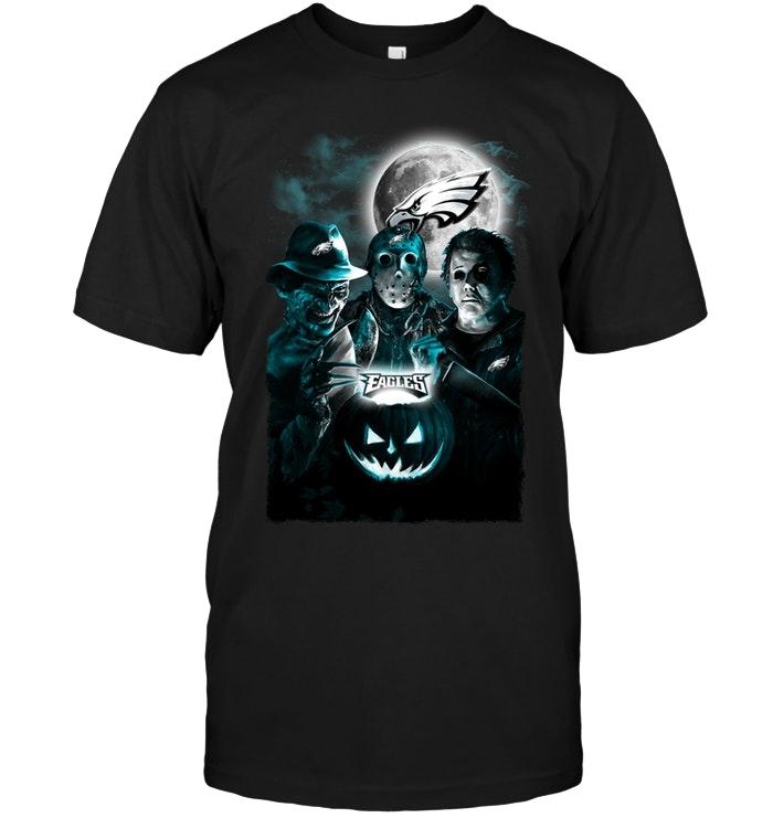Nfl Philadelphia Eagles Halloween Freddy Krueger Jason Michael Myers Fan Shirt Long Sleeve Plus Size Up To 5xl