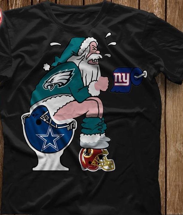 Nfl Philadelphia Eagles Santa In Toilet Christmas T Shirt Black Tank Top Size Up To 5xl