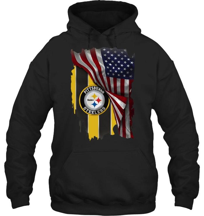 NFL Pittsburgh Steelers American Flag Fan Hoodie Black Tank Top Shirt Tshirt For Fan